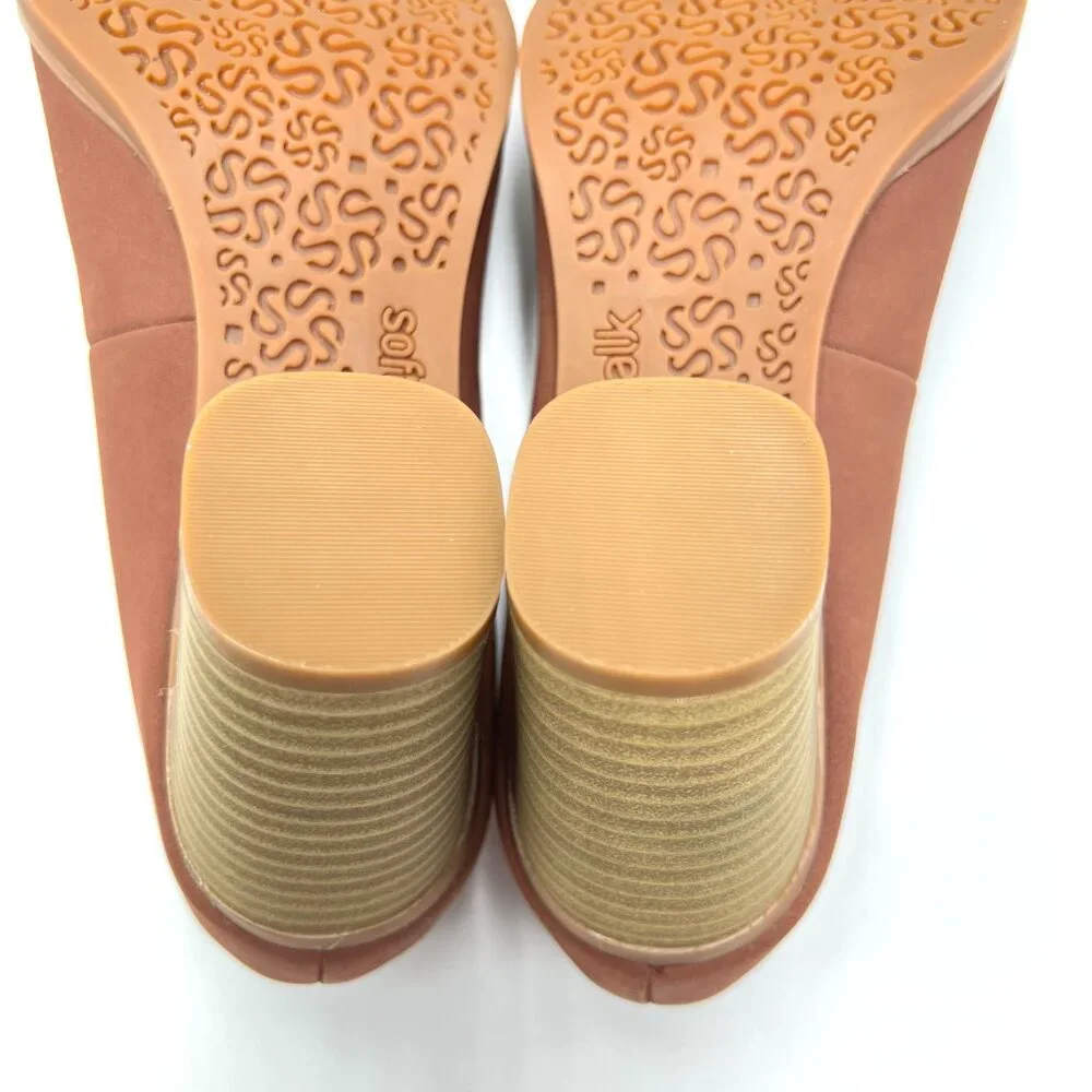 9N 9 NARROW WIDTH Softwalk Womens Sienna Brown Leather Heels‎ Pumps Shoes